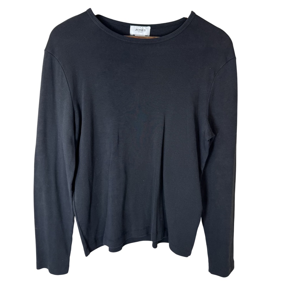 Vintage Y2K‎ Shirt Women Large Black Long Sleeve Crewneck Pullover Classic Basic